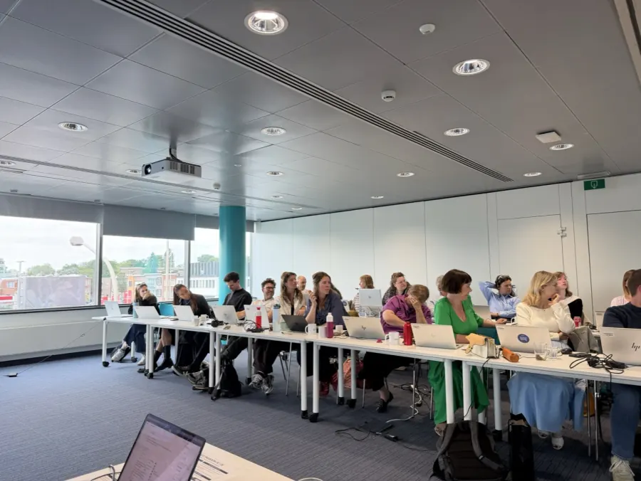 A Foundations class at work along the window wall