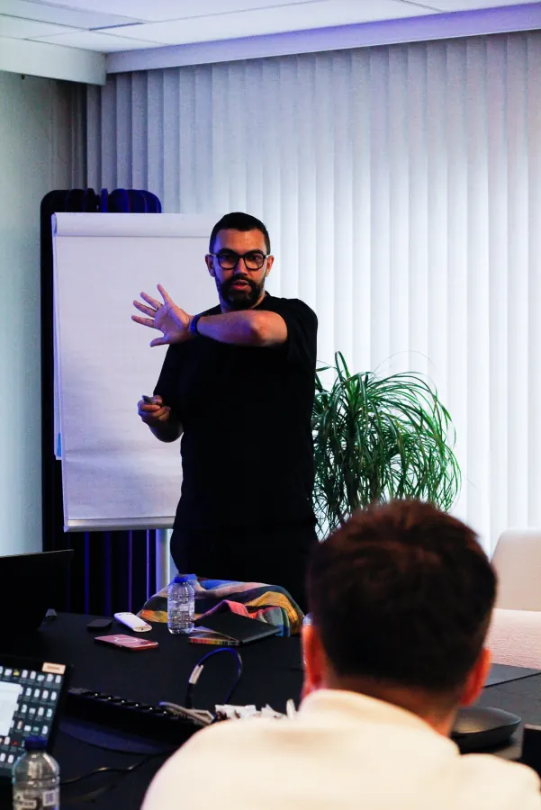 Instructor presenting at the flipchart